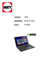 Acer Aspire E5-511P Manuel D'utilisation