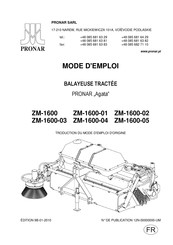 PRONAR ZM-1600 Mode D'emploi