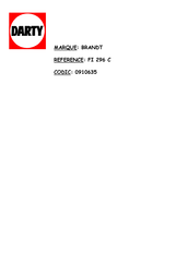 Brandt FI 296 C Guide D'installation & D'utilisation