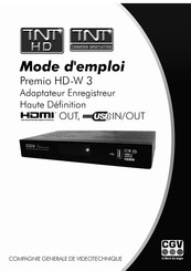 CGV Premio HD-W 3 Mode D'emploi