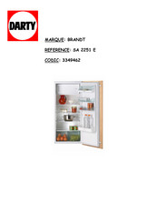 Brandt SA 2251 E Guide D'installation Et D'utilisation