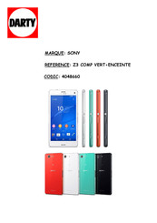 Sony Xperia Z3 Compact D5803 Guide De L'utilisateur