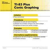 Texas Instruments TI-83 Plus Conic Graphing Mode D'emploi