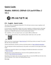 MikroTik RB911G-2HPnD-12S Guide Rapide