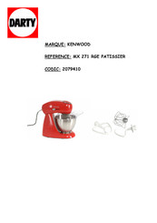 Kenwood PATISSIER MX 271 RGE Instructions