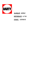 Miele S 761 Mode D'emploi