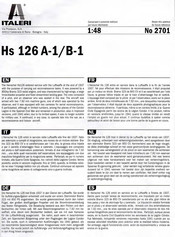 Italeri Hs 126 B-1 Manuel D'instructions