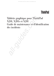 Lenovo ThinkPad X201 Guide De Maintenance Et D'identification Des Incidents