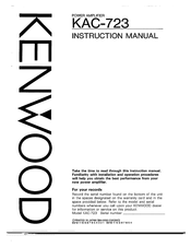 Kenwood KAC-723 Mode D'emploi