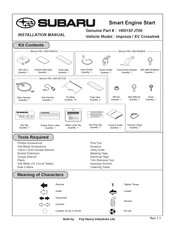 Subaru H001SFJ700 Manuel D'installation