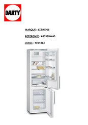 Siemens KG39EBW40 Mode D'emploi