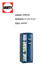 Gorenje RF 6325 OB Notice D'utilisation