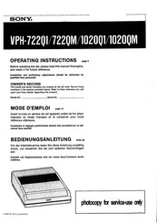 Sony VPH-1020QM Mode D'emploi