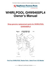 Whirlpool GHW9400PL4 Guide D'utilisation Et D'entretien