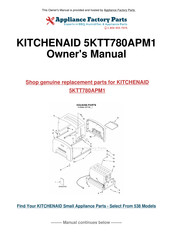 KitchenAid ARTISAN 5KTT780APM1 Manuel D'utilisation