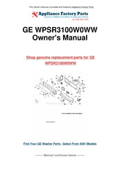 GE WPSR3100W0WW Manuel D'utilisation