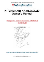 KitchenAid KAWS850LQ0 Instructions Pour L'utilisateur