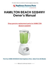 Hamilton Beach eclectrics 52284WV Guide De L'utilisateur