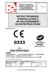 FARE OC05F Notice Technique D'installation Et D'utilisation