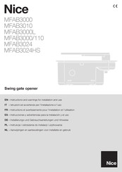 Nice MFAB3000/110 Instructions Et Avertissements Pour L'installation Et L'utilisation