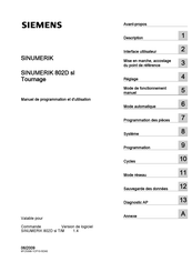 Siemens SINUMERIK 802D sl Manuel D'utilisation