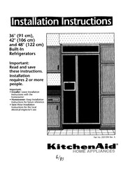 KitchenAid KSSS36DAW00 Instructions D'installation