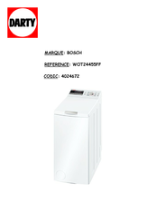 Bosch WOT24455FF Notice D'utilisation Et D'installation