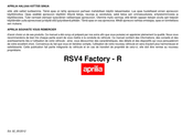 APRILIA RSV4 Factory - R 2012 Mode D'emploi