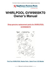 Whirlpool CALYPSO GVW9959KT0 Guide D'utilisation Et D'entretien