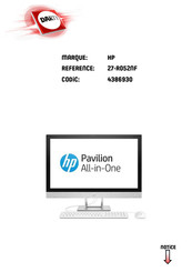 HP Pavilion 27-R052NF Manuel De L'utilisateur