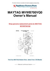 Maytag BRAVOS MVWB700VQ0 Guide D'utilisation Et D'entretien