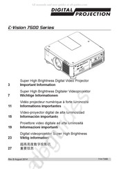 Digital Projection E-Vision 7500 WUXGA Informations Importantes