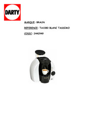 Braun TASSIMO TA1080 Manuel D'utilisation