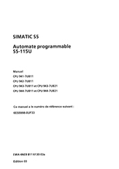 Siemens SIMATIC S5-115U CPU 944-7UB21 Manuel D'instructions