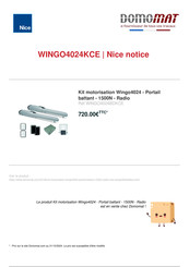 Nice Wingo 4024 Kit Instructions Et Avertissements Pour L'installation Et L'utilisation