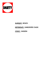 Bosch DWBO93553 Mode D'emploi Et Notice De Montage