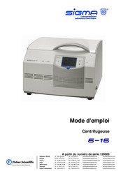 Fisher Scientific Sigma 6-16 Mode D'emploi