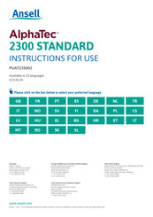 Ansell AlphaTec 2300 STANDARD Instructions D'utilisation