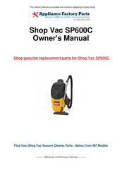 Shop-Vac SP600C Manuel D'utilisation