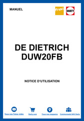 De Dietrich DUW20FB Notice D'installation Et D'utilisation