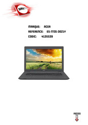 Acer Aspire E 17 E5-772G-3021Y Manuel D'utilisation