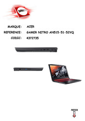 Acer Nitro 5 AN515-51 Manuel D'utilisation