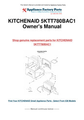 KitchenAid ARTISAN 5KTT780BAC1 Guide D'utilisation