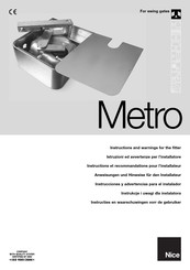 Nice Metro Instructions Et Recommandations Pour L'installateur