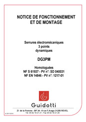 Guidotti DG3PM-G31 Serie Notice De Fonctionnement Et De Montage