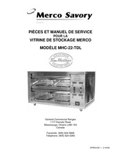 Merco Savory MHC-22-TDL Manuel De Service