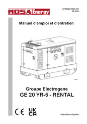 Mosa GE 20 YR-5 - RENTAL Manuel D'emploi Et D'entretien