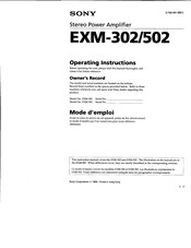 Sony EXM-302 Mode D'emploi