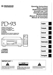 Pioneer PD-93 Mode D'emploi