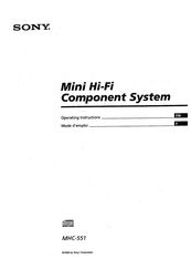 Sony MHC-551 Mode D'emploi